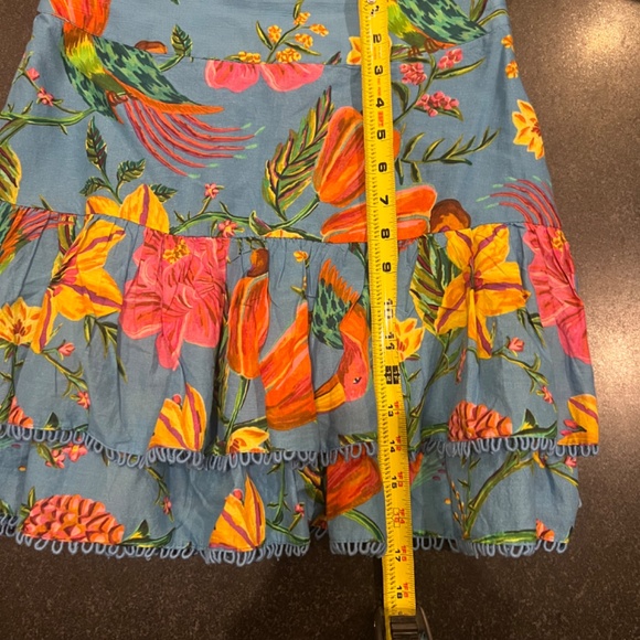New FARM Rio blue toucans garden skirt size small floral spring/summer - Picture 8 of 9